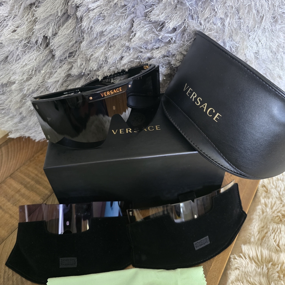 Versace Black Sunglasses with Gold Details